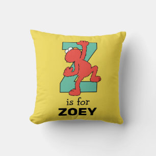 Elmo Alphabet   Z Teal Throw Pillow