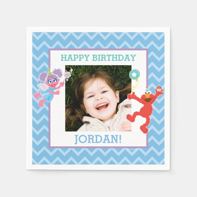 Elmo and Abby Birthday Napkin (Front)