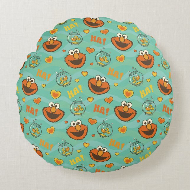 Elmo and Goldfish Pattern Round Pillow (Front)