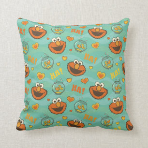 Elmo and Goldfish Pattern Throw Pillow