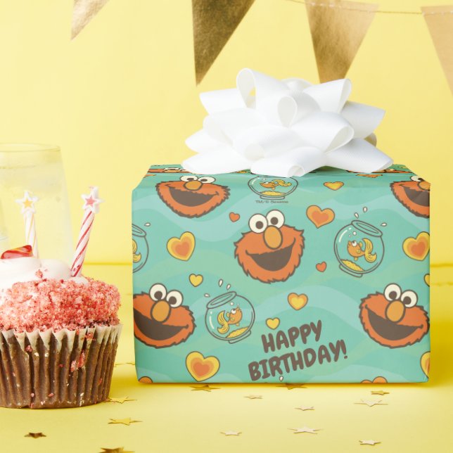Elmo and Goldfish Pattern Wrapping Paper (Birthday Party)