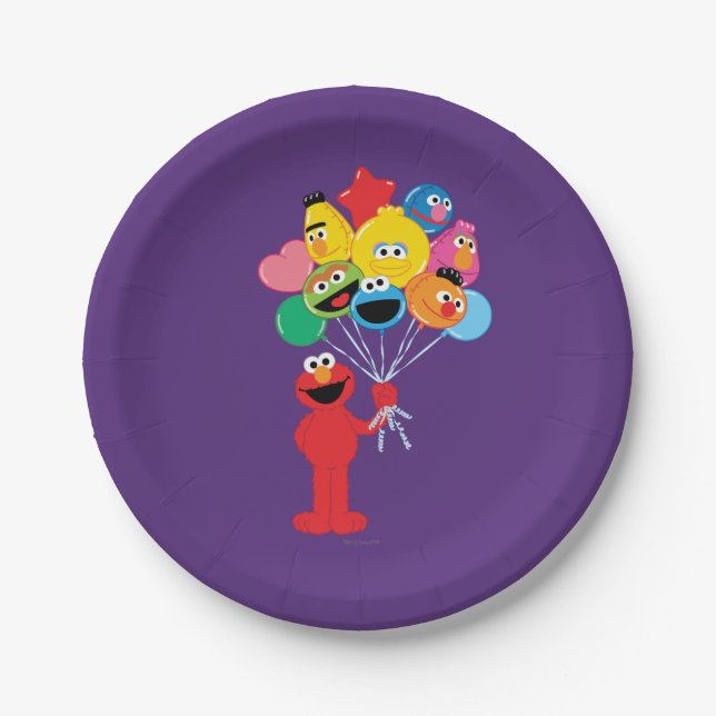 Elmo Balloons Paper Plate (Front)