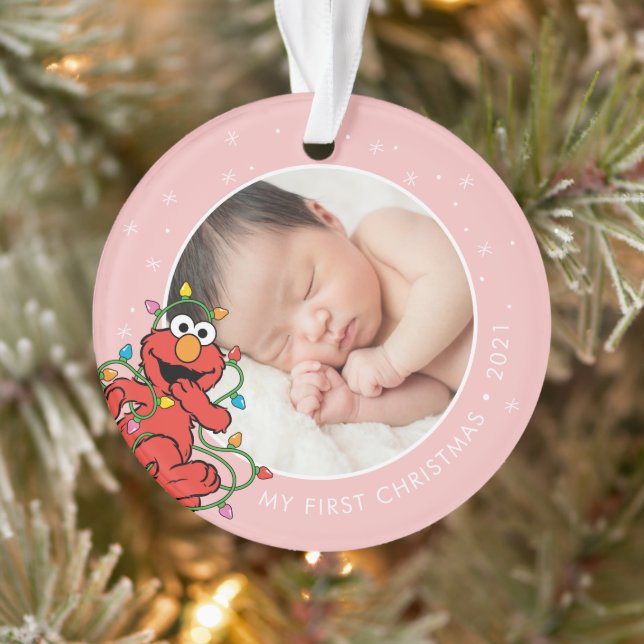 Elmo Christmas Lights | Personalized Name & Photo Ornament (Tree)