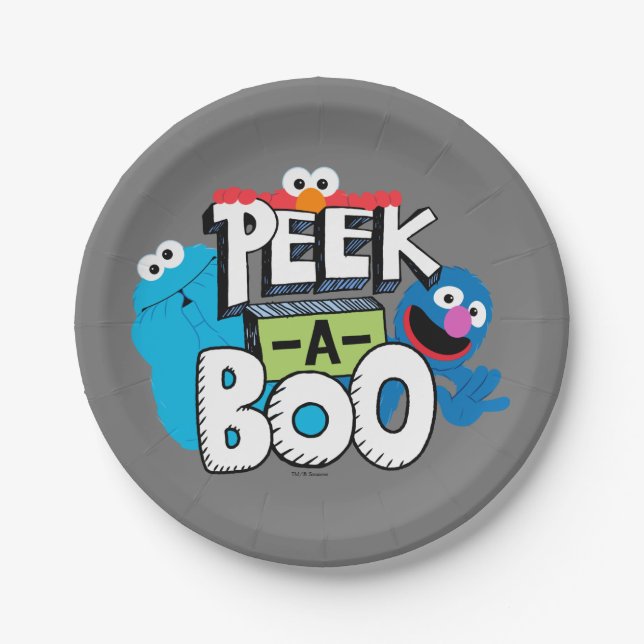 Elmo, Cookie & Grover | Peek-a-Boo Paper Plate (Front)