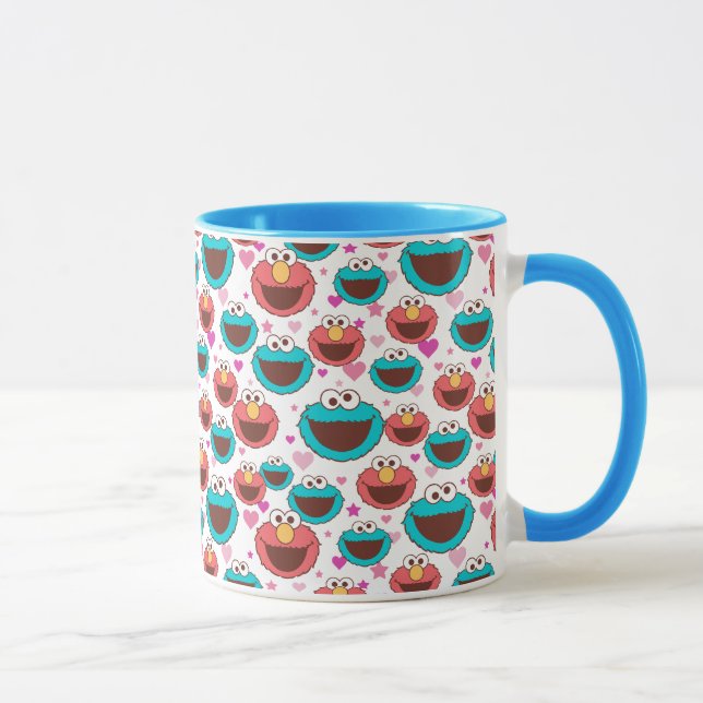 Elmo & Cookie Monster | Peace & Love Pattern Mug (Right)