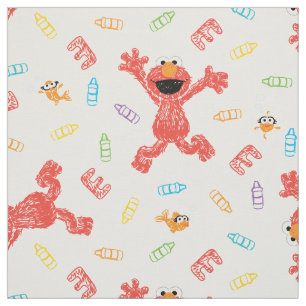Elmo Crayon Pattern Fabric