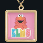 Elmo Cute & Fun Gold Plated Necklace<br><div class="desc">This cute Sesame Street design features Elmo leaning on fun Elmo text.  © 2021 Sesame Workshop. www.sesamestreet.org</div>