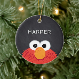 Elmo Face Chalkboard   Customized Name & Photo Ceramic Ornament