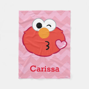 Elmo Face Throwing a Kiss   Add Your Name Fleece Blanket