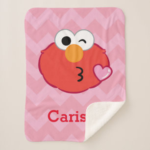 Elmo Face Throwing a Kiss   Add Your Name Sherpa Blanket