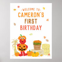 Elmo Fall Pumpkin First Birthday Welcome Sign