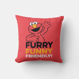 Elmo   Furry Funny Friendly Throw Pillow
