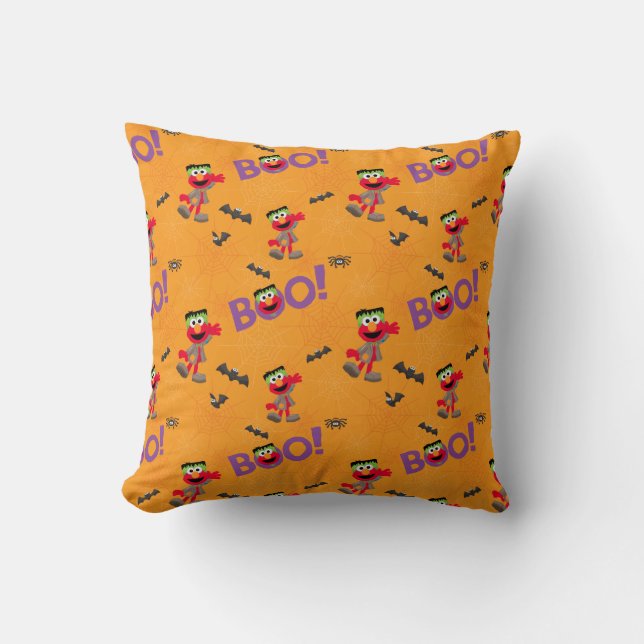 Elmo | Halloween Boo Pattern Throw Pillow (Front)