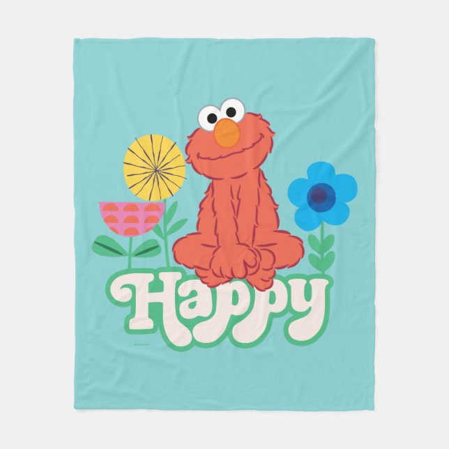 Elmo Happy! Fleece Blanket (Front)