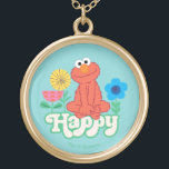 Elmo Happy! Gold Plated Necklace<br><div class="desc">This cute Sesame Street pattern features Elmo relaxed and happy. © 2021 Sesame Workshop. www.sesamestreet.org</div>