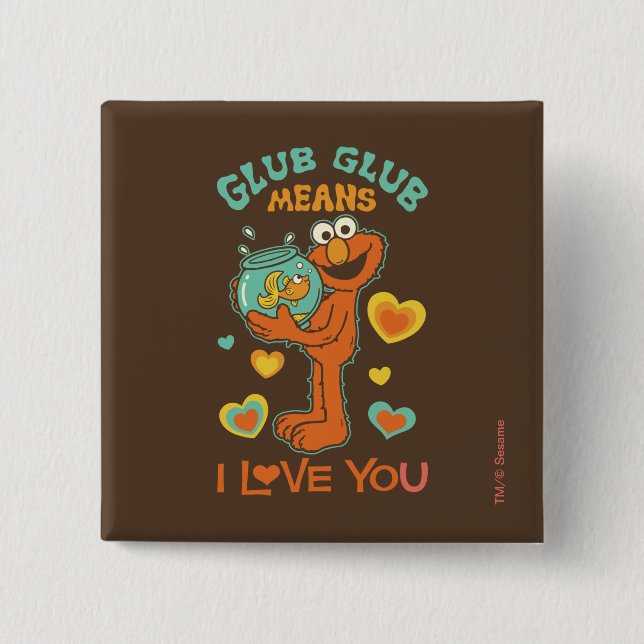 Elmo Holding his Pet Goldfish 2 Inch Square Button (Front)