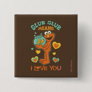 Elmo Holding his Pet Goldfish 2 Inch Square Button