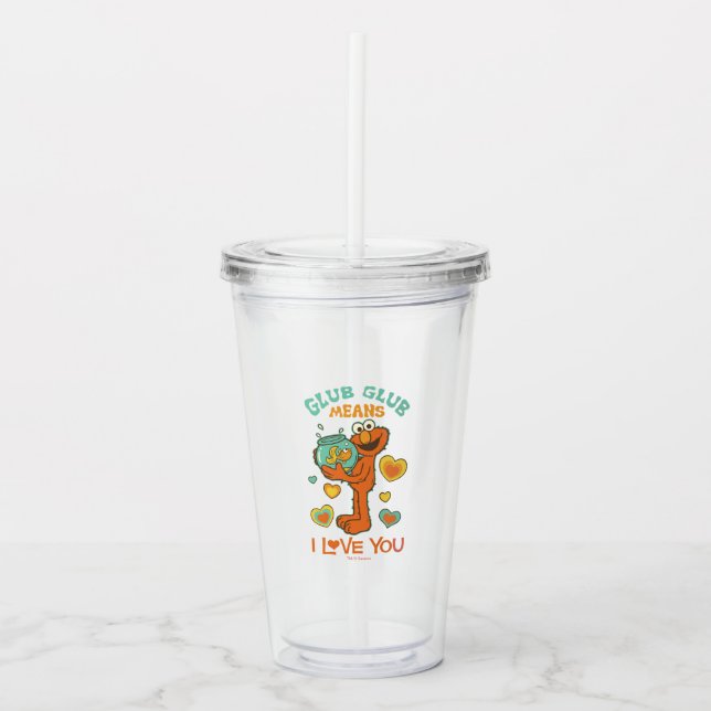 Elmo Holding his Pet Goldfish Acrylic Tumbler (Front)