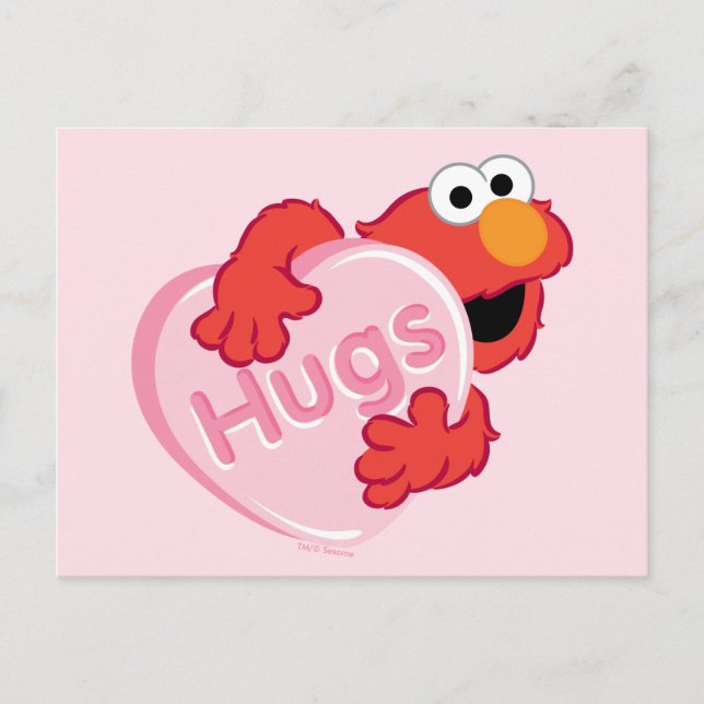 Elmo "Hugs" Valentine Heart Candy Postcard (Front)