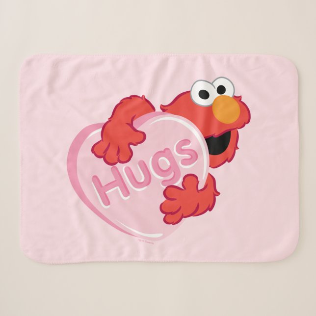 Elmo "Hugs" Valentine Heart Candy Sherpa Blanket (Front (Horizontal))