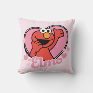 Elmo in Heart Valentine Throw Pillow