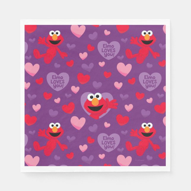 Elmo Loves You Valentine's Day Pattern Napkin (Front)