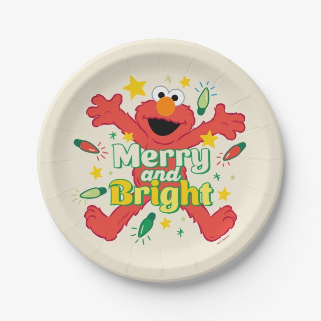 Elmo | Merry and Bright Paper Plate (Front)