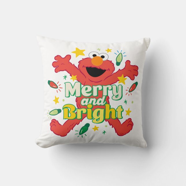 Elmo | Merry and Bright Throw Pillow (Front)