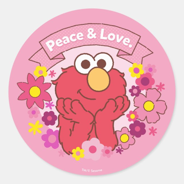 Elmo | Peace & Love Classic Round Sticker (Front)