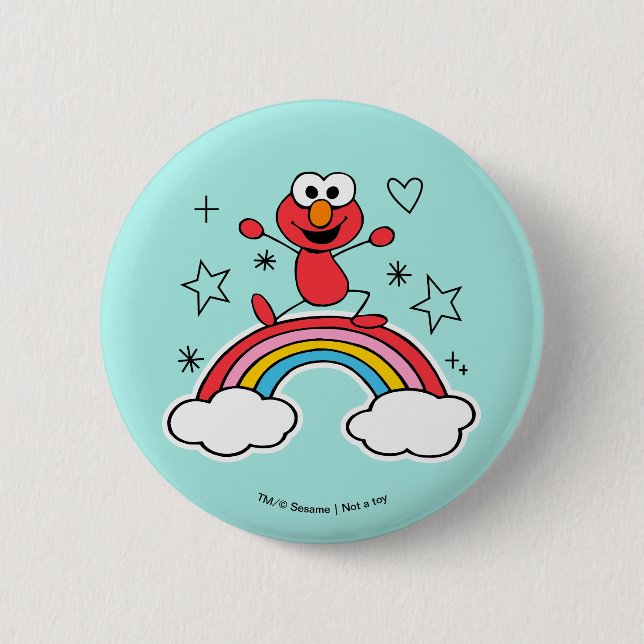 Elmo Rainbow Doodley Graphic 2 Inch Round Button (Front)
