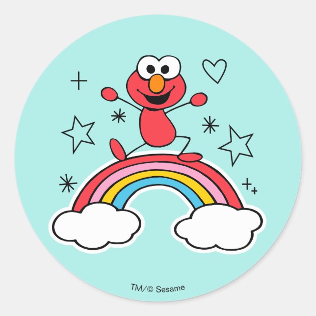 Elmo Rainbow Doodley Graphic Classic Round Sticker (Front)