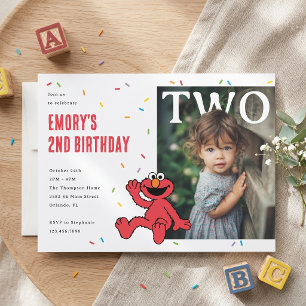 Elmo Red Confetti Second Birthday Invitation