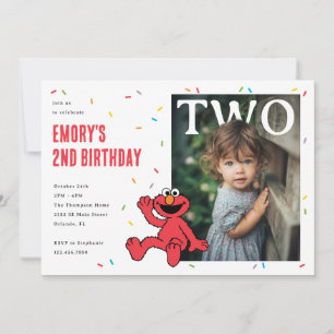 Elmo Red Confetti Second Birthday Invitation