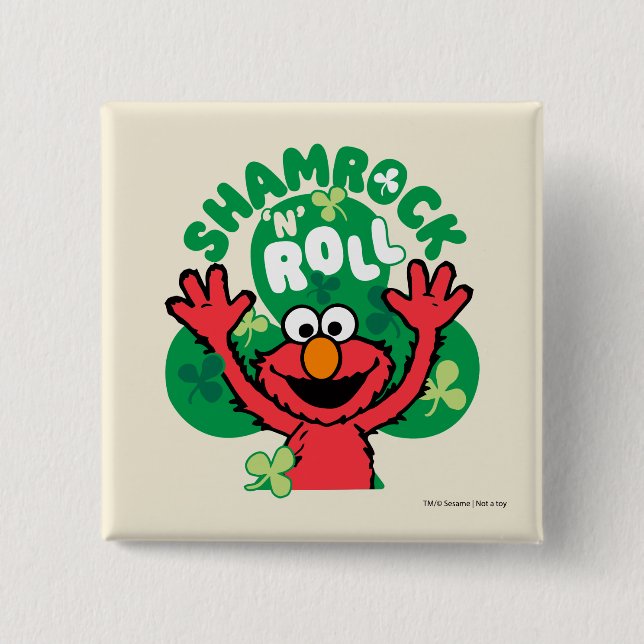 Elmo | Shamrock 'N' Roll 2 Inch Square Button (Front)