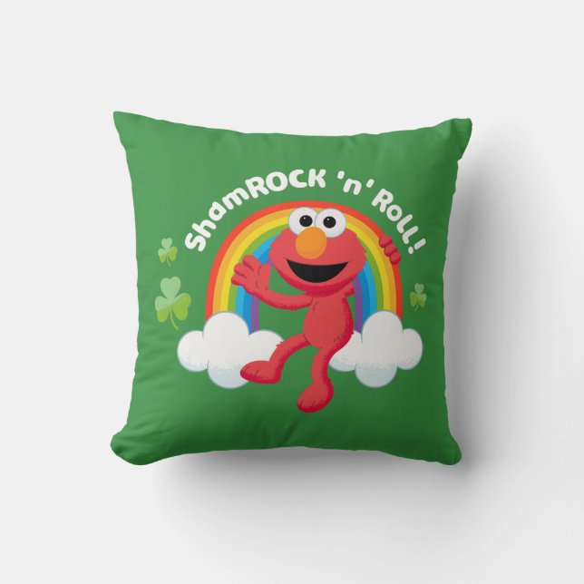 Elmo | Shamrock 'n' Roll Rainbow Throw Pillow (Front)