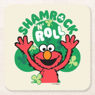 Elmo   Shamrock 'N' Roll Square Paper Coaster