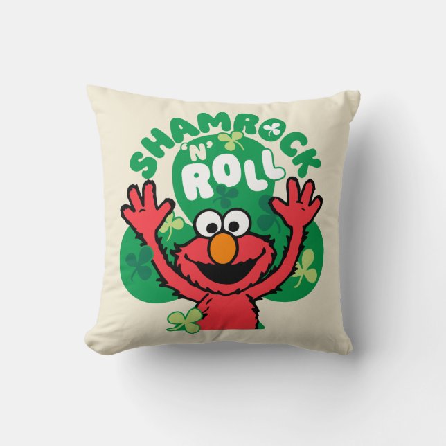 Elmo | Shamrock 'N' Roll Throw Pillow (Front)