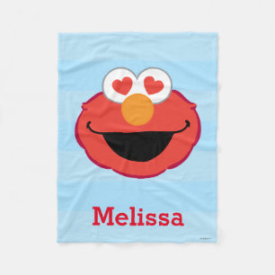 Elmo Smiling Face   Add Your Name Fleece Blanket