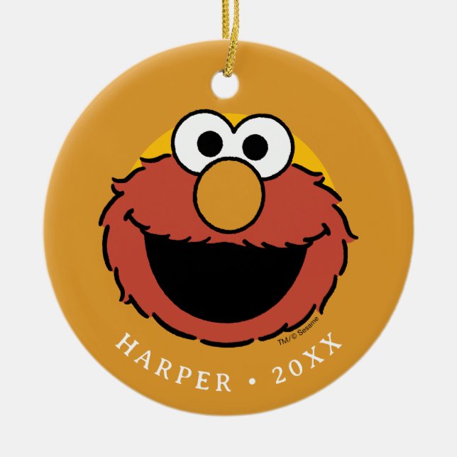 Elmo Smiling Face Ceramic Ornament (Front)