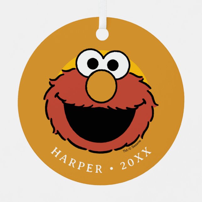 Elmo Smiling Face Metal Ornament (Front)