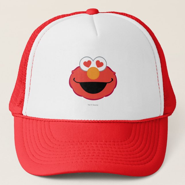 Elmo Smiling Face with Heart-Shaped Eyes Trucker Hat (Front)