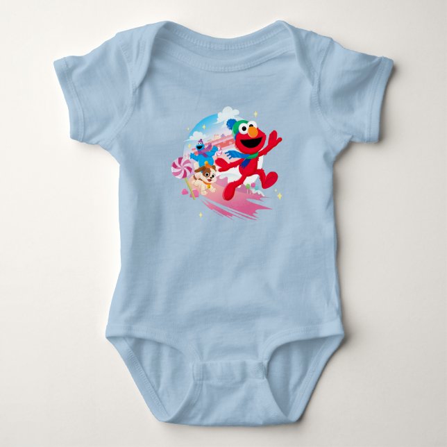 Elmo, Tango & Cookie Monster | Best Christmas Ever Baby Bodysuit (Front)