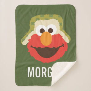 Elmo Woodland Face   Add Your Name Sherpa Blanket