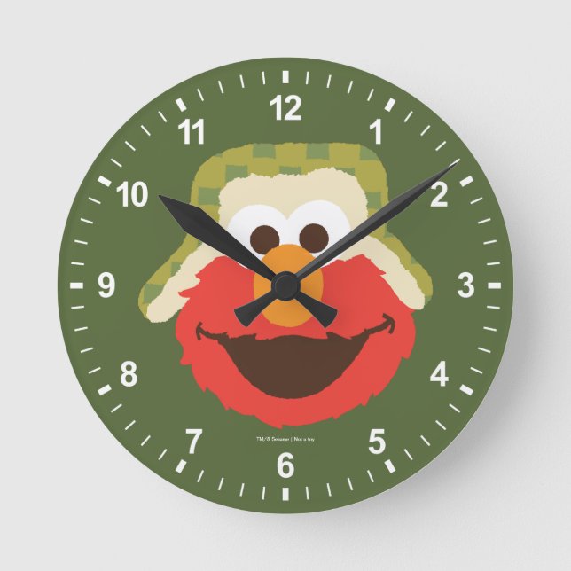 Elmo Woodland Face Round Clock (Front)