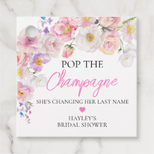 Eloise Floral Pop the Champagne Bridal Shower Favour Tags