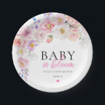 Eloise Pink Floral Baby In Bloom Paper Plate<br><div class="desc">These paper plates feature a hot pink spring floral design. The text is fully editable. For more advanced customization of this design, simply select the "Customize It" button above.</div>