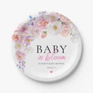 Eloise Pink Floral Baby In Bloom Paper Plate