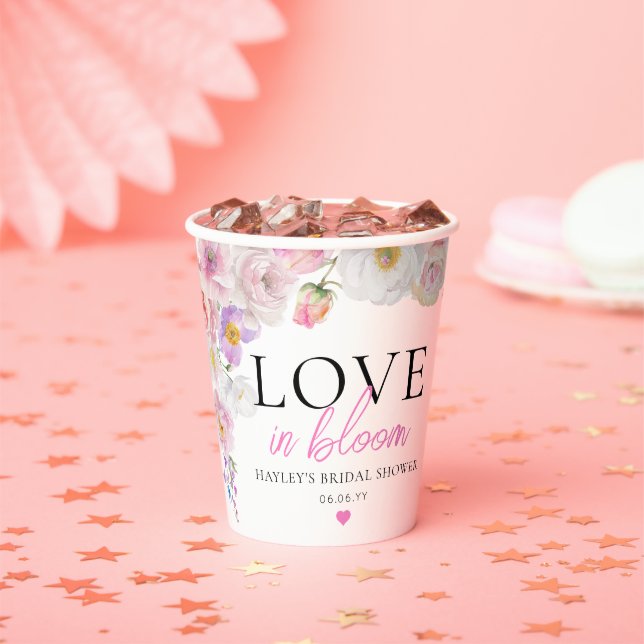 Eloise Pink Floral Love In Bloom Paper Cups (Insitu)