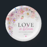 Eloise Pink Floral Love In Bloom Paper Plate<br><div class="desc">These paper plate feature a hot pink spring floral design. The text is fully editable. For more advanced customization of this design,  simply select the "Customize It" button above.</div>