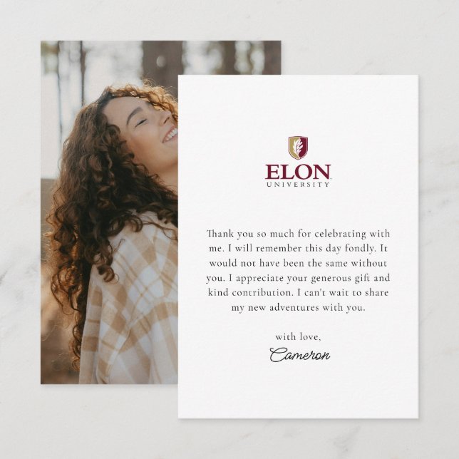 Elon Graduation Thank You Card (Front/Back)